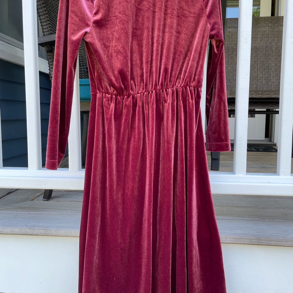 ❌SOLD❌ A New Day burgundy 3/4 sleeve velvet dress, size S - Picture 5 of 6
